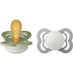 BIBS® Nachtschnuller Supreme Sage Und Cloud Latex 0-6 Monate, 2 Stk.