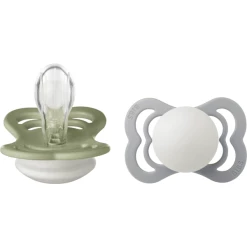 BIBS® Nachtschnuller Supreme Sage Und Cloud Silikon 0-6 Monate, 2 Stk.