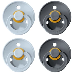 BIBS® Schnuller Colour Baby Blue / Iron 0-6 Monate, 4 Stk.