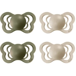 BIBS® Schnuller Couture Olive / Vanilla Latex 0-6 Monate, 4 Stk.