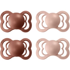 BIBS® Schnuller Supreme Blush / Woodchuck Silikon 6-36 Monate, 4 Stk.