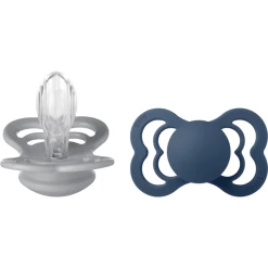 BIBS® Schnuller Supreme Cloud Und Steel Blue Silikon 6-36 Monate, 2 Stk.