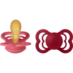 BIBS® Schnuller Supreme Coral/Ruby Latex 6-36 Monate, 2 Stk.