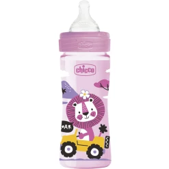 Chicco Well-Being Colored, 250ml, Durchschnittlicher Durchfluss, Girl, 2M+