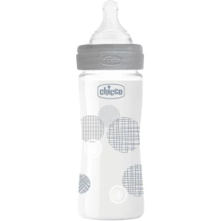 Chicco Well-Being Glas 240ml, Normaler Durchfluss, Neutral, 0M+
