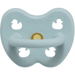 HEVEA Schnuller - Naturkautschuk Baby Blue, Rund, Ente (0-3 Mon.)
