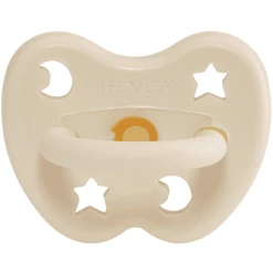 HEVEA Schnuller - Naturkautschuk Milky White, Kiefergerecht, Stern & Mond (ab 3 Mon.)