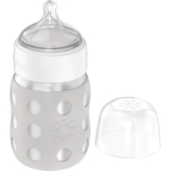 Lifefactory Baby-Weithalsflasche 235 Ml Mit Silikonsauger, Cool Grey