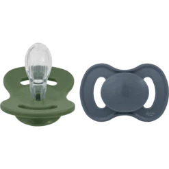 Lullaby Planet Schnuller Symmetrischer Aus Silikon Gr. 2 Forest Green & Flint Stone, 2er Pack