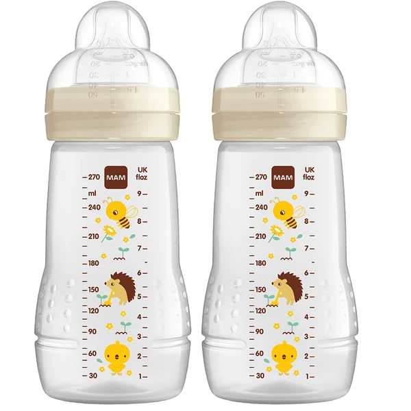 MAM Babyflasche Easy Active™ 270 Ml, Biene/ Igel Im Doppelpack 3 MAM Babyflasche Easy Active™ 270 Ml, Biene/ Igel Im Doppelpack