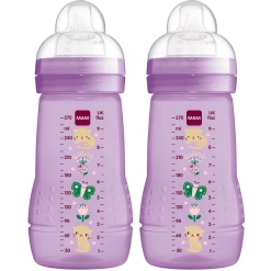 MAM Babyflasche Easy Active™ 270 Ml, Katze/ Schmetterling Im Doppelpack