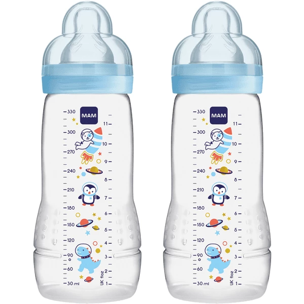 MAM Babyflasche Easy Active™ 330 Ml, Weltall Blau Im Doppelpack 3 MAM Babyflasche Easy Active™ 330 Ml, Weltall Blau Im Doppelpack