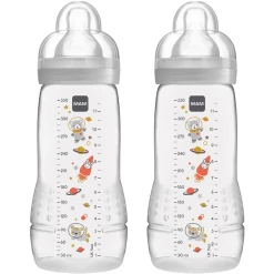 MAM Babyflasche Easy Active™ 330 Ml, Weltall Grau Im Doppelpack