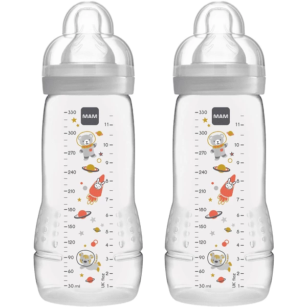 MAM Babyflasche Easy Active™ 330 Ml, Weltall Grau Im Doppelpack 3 MAM Babyflasche Easy Active™ 330 Ml, Weltall Grau Im Doppelpack
