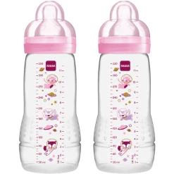 MAM Babyflasche Easy Active™ 330 Ml, Weltall Rosa Im Doppelpack