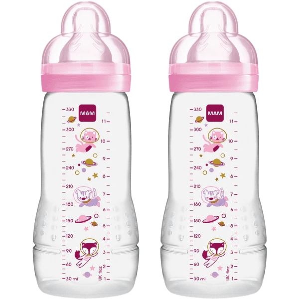 MAM Babyflasche Easy Active™ 330 Ml, Weltall Rosa Im Doppelpack 3 MAM Babyflasche Easy Active™ 330 Ml, Weltall Rosa Im Doppelpack
