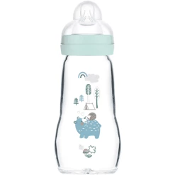 MAM Glasflasche Feel Good 260 Ml Ab 0 Monaten Bär/Igel Sage