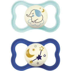 MAM Nachtschnuller Air Night Silikon, 16+ Monate, 2 Stk., Elefant/Sterne