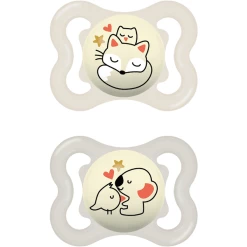 MAM Nachtschnuller Supreme Night Silikon, 0-6 Monate, 2 Stk., Fuchs/Koala
