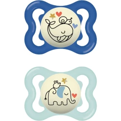 MAM Nachtschnuller Supreme Night Silikon, 0-6 Monate, 2 Stk., Wal/Elefant