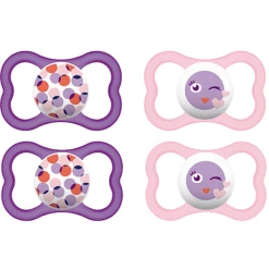 MAM Schnuller Air 6 - 16 Monate In Rosa / Lila Silikon 4 Stück