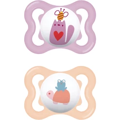 MAM Schnuller Air Silikon, 0-6 Monate, 2 Stk, Katze/Schildkröte