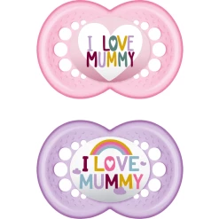 MAM Schnuller Original I Love Mummy Aus Silikon 6+ Monate Rosa/lila