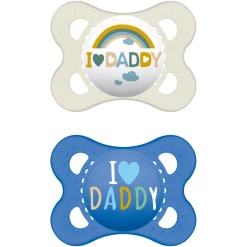 MAM Schnuller Original Love Daddy Aus Silikon 0 - 6 Monate, Blau/beige
