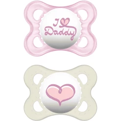 MAM Schnuller Original Rosa I Love Daddy 0 - 6 Monate Silikon