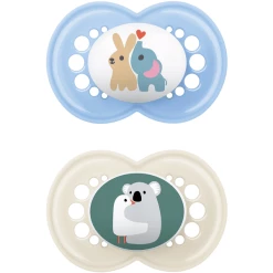 MAM Schnuller Original Silikon, 6-16 Monate, 2 Stk, Elefant/Koala
