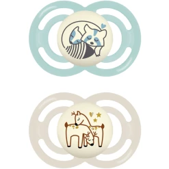 MAM Schnuller Perfect Night Silikon 6-16 Monate Waschbär/Rehe Grün/beige, 2 Stück