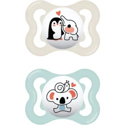 MAM Schnuller Supreme Silikon, 0-6 Monate, 2 Stk., Elefant/Koala