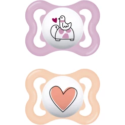 MAM Schnuller Supreme Silikon, 0-6 Monate, 2 Stk., Schildkröte/Herz