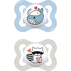 MAM Schnuller Supreme Silikon, 0-6 Monate, 2 Stk., Wal/Waschbär