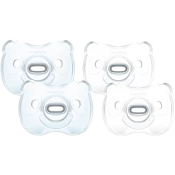 Medela Baby Schnuller Soft Silicone 0-6 Monate DUO In Hellblau Und Transparent, 4 Stück