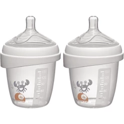 Nip® First Moments Weithalsflasche PP 150 Ml Inkl. Weithalstrinksauger Rund Mit Anti Kolik Ventil, Silikon, Saugloch S (langsamer Trinkfluss) Krebs In Doppelpack