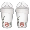 Nip® First Moments Weithalsflasche PP 270 Ml Inkl. Weithalstrinksauger Rund Mit Anti Kolik Ventil, Silikon, Saugloch M (mittlerer Trinkfluss) Eule In Doppelpack