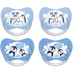 Nip® Schnuller Family Gr. 2 Silikon Pinguin Und Zebra 4 Stück