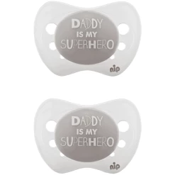 Nip® Schnuller Gr. 1 Silikon Daddy Is My Superhero 2 Stück