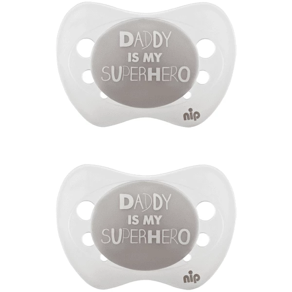 Nip® Schnuller Gr. 1 Silikon Daddy Is My Superhero 2 Stück 3 Nip® Schnuller Gr. 1 Silikon Daddy Is My Superhero 2 Stück