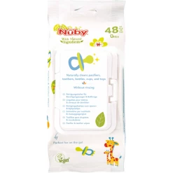 Nuby Nûby Antibakterielle Feuchttücher Für Schnuller Und Beißringe All Natural 48 Stück Mit Verschließbarer Spenderbox