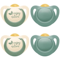 NUK Schnuller For Nature Latex 6-18 Monate, Grün Im 4er-Set