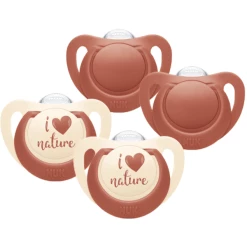 NUK Schnuller For Nature Silikon 18-36 Monate, Rot Im 4er-Set