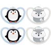 NUK Schnuller Space Gr. 1, 0 - 6 Monate Silikon Pinguin/Fuchs, 4 Stück
