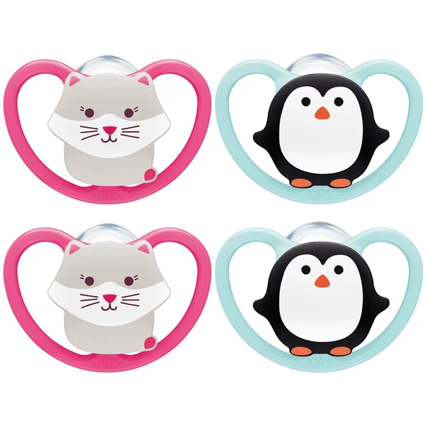 NUK Schnuller Space Gr. 2, 6 - 18 Monate Silikon Katze/Pinguin, 4 Stück 3 NUK Schnuller Space Gr. 2, 6 - 18 Monate Silikon Katze/Pinguin, 4 Stück