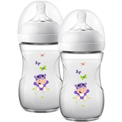 Philips Avent Natural Flasche SCF070/22, 260ml, 2 Stück, Hippo