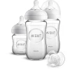 Philips Avent Natural Flaschen-Set Glas Für Neugeborene SCD303/01, 3 Flaschen & Schnuller