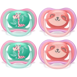 Philips Avent Schnuller Ultra Air SCF349/12 18m+ 4 Stück Giraffe/Waschbär