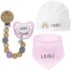 Schnullireich Geschenkset Mit Namen Zur Geburt Rose Rainbow 4-Tlg. Rosa