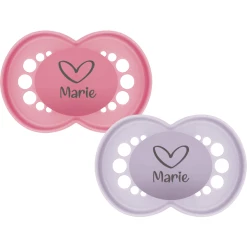 Schnullireich Schnuller Mit Namen / Namensschnuller MAM Pure Herz – 2er Set (Mädchen) Rosa